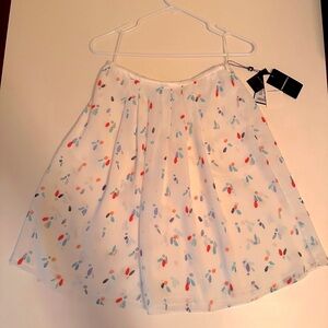 Armani Skirt. White and pastel print skirt. Zip and button closure. Lined.  New